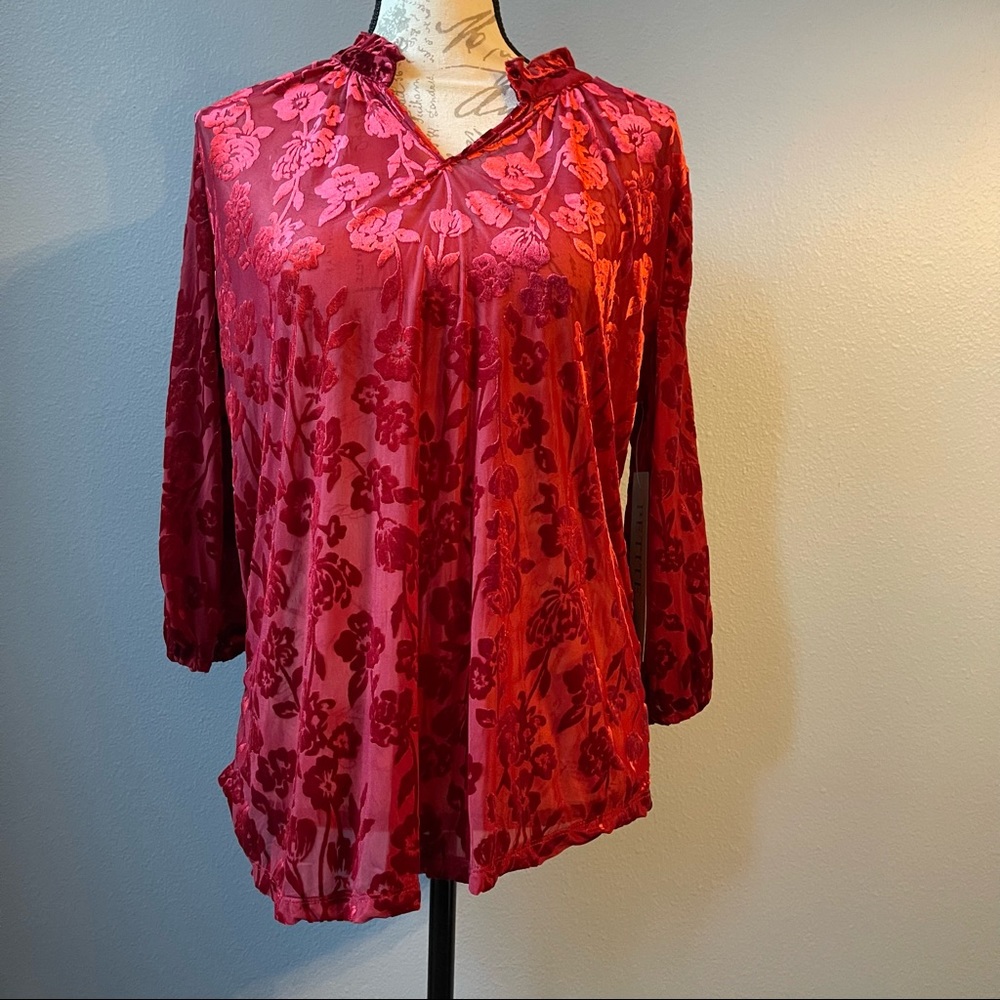 Ladies Floral Maroon Blouse